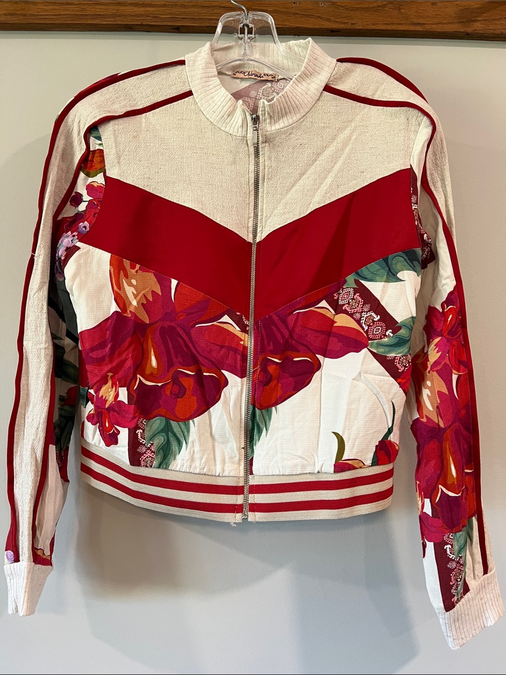 Y2K Club Soda - Floral Red Zip-Front Track Jacket - Women, petite